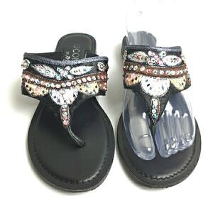 Coconuts Matisse Chaka colorful embroidery sequin boho festival flip-flops size6